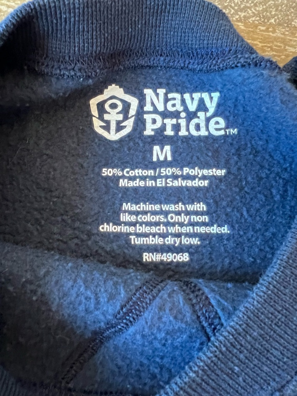 Crewneck Sweatshirt in Navy Blue with Yellow Lettering NAVY - Picture 2 of 7